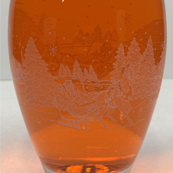 Vintage Luminarc 1998 Avon Happy Holidays Glass Vase 8.5" Winter Scene France - Picture 6 of 15